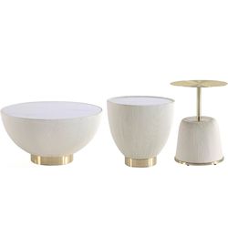 Modern coffee table, leatherette upholstery, stone and gold accents , set of 3