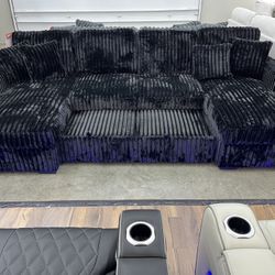 Black Corduroy Sectional Sleeper 