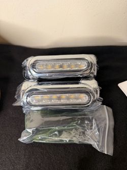 Chrome Front LED Turn Signal Lights w/ DRL for Harley Road Glide
