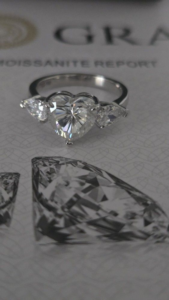 Size 8 Moissanite 3.0 Ct Sterling Silver S925 Rhodium Plated Ring