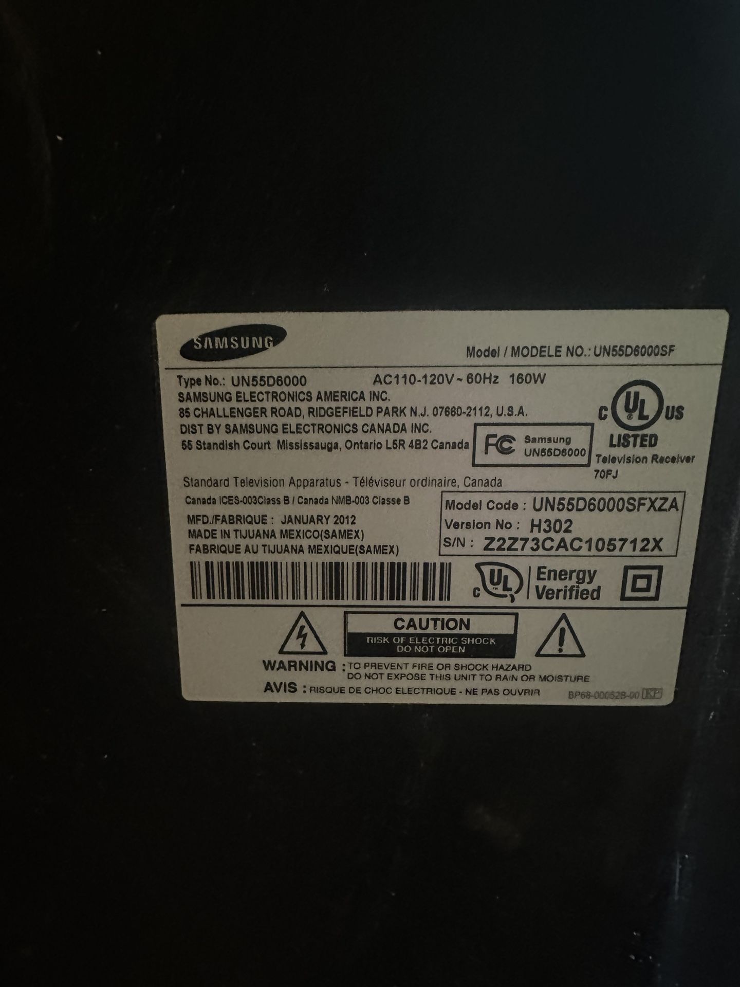 55 In 1080p Samsung Tv