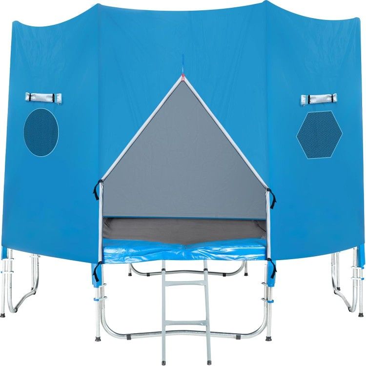 Berlune 14 ft Trampoline Tent Colored Trampoline Tent Cover Fits for 6 Straight Pole Round Trampoline Outdoor Accessory (Blue)