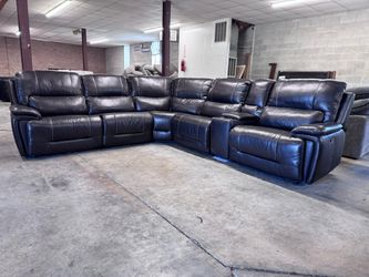 Leather Power Reclining Sectional with Power Headrests
