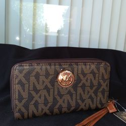 New  Faux Leather  Double  Zipper Around Wallet 