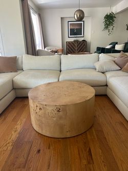 Round Burl Wood Coffee Table