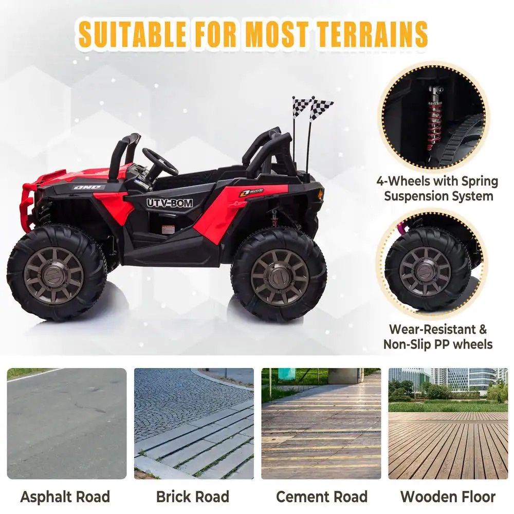 ⚫️🔴 !!BRAND NEW 12Volt Electric Kids REMOTE CONTROL Ride On Truck Powerwheels Off Road RZR 2 Seater With LED’s, Media Player BT