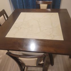Modern Dining Table Set with 4 Chairs – Marble Top