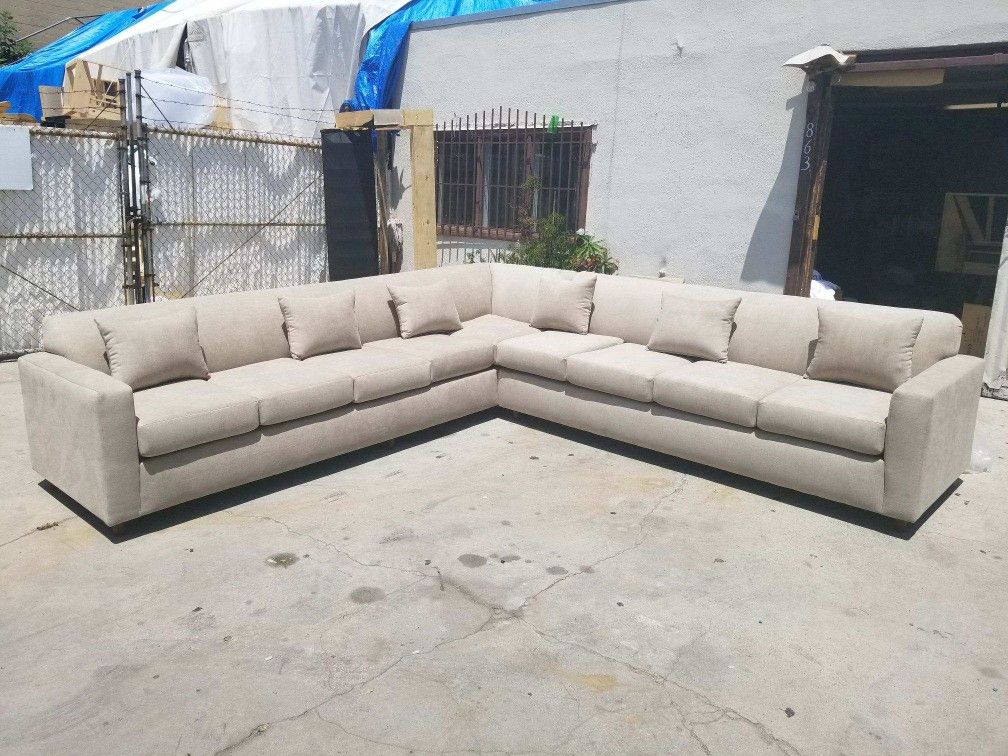 NEW 11X11FT ANNAPOLIS CREAM FABRIC SECTIONAL COUCHES