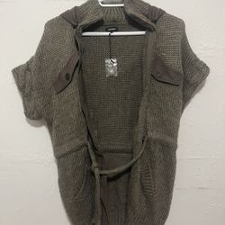 MAX & CO chunky knit wool blend cardigan brown warm cozy Size L