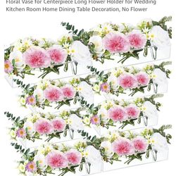 Roowest 8-Piece Rectangular Floral Centerpiece 12” Clear Acrylic Vase Flower Holder for Wedding NEW