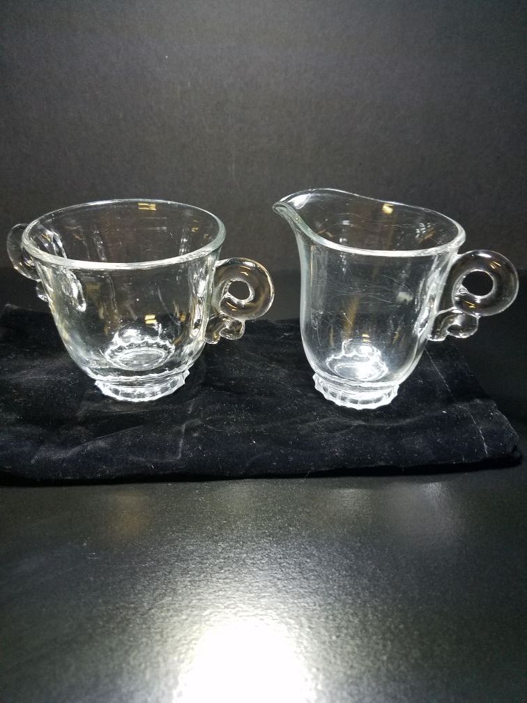 Vintage Heisey Marked Lariat Cream and Sugar Set
