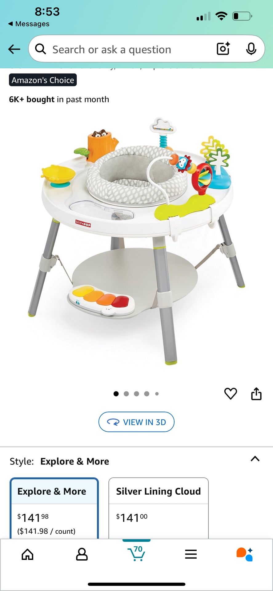 Skip Hop Baby Activity Center: Interactive Play Center with 3-Stage Grow-with-Me Functionality, 4mo+, Explore & More