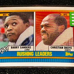 Barry Sanders/Christian Okoye 1989 Rushing Leaders Topps
