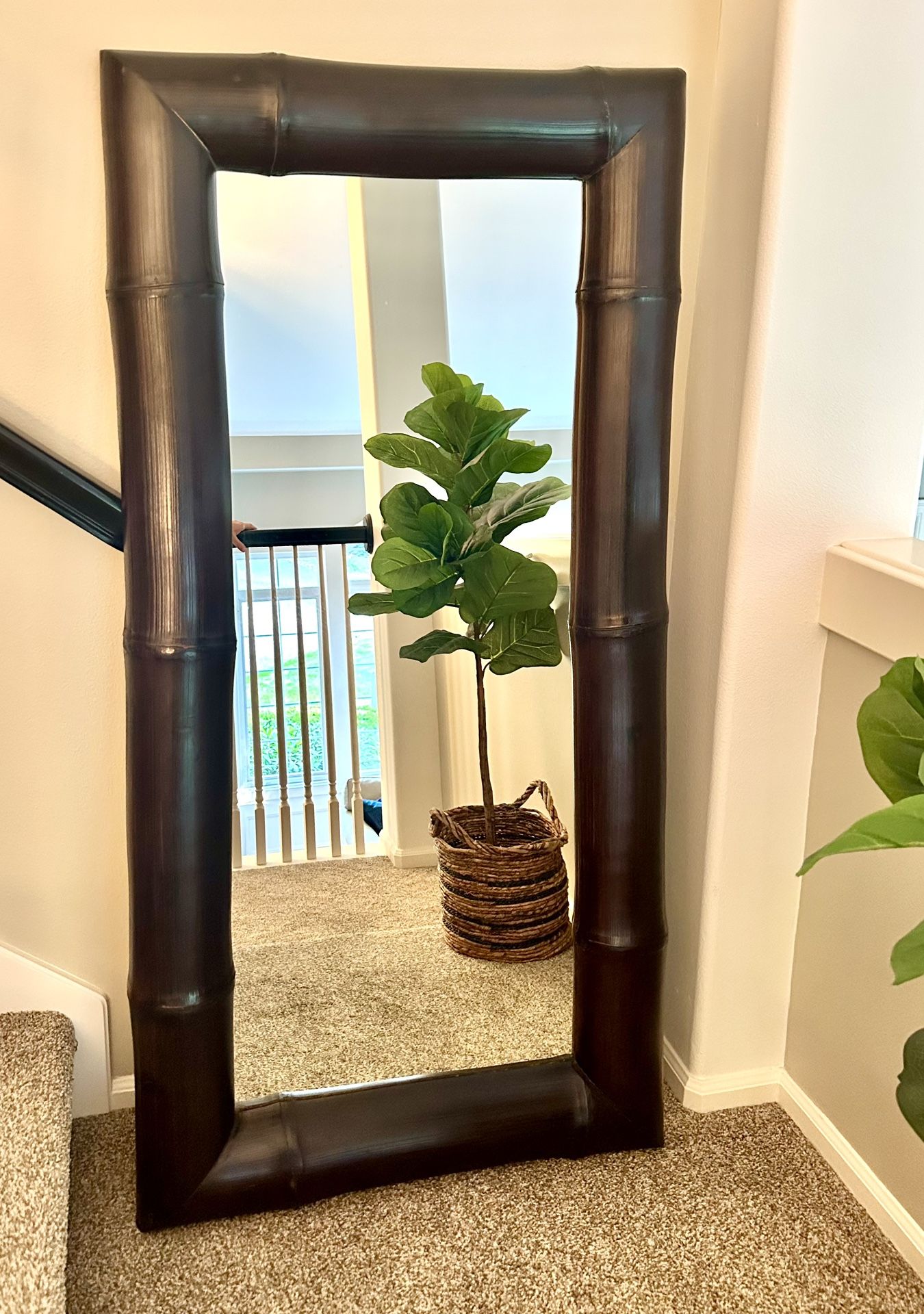 Unique Oversized Wooden Bamboo Full Length Mirror