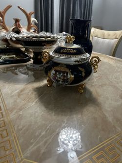 Navy Blue, White and Gold China