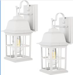 New 12.2”H 2-Pack Outdoor Wall Lanterns, Aluminium White Outside Light Sconces Waterproof &Anti-Rust