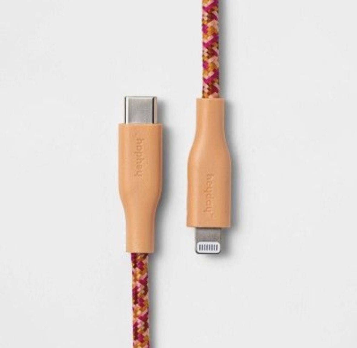 heyday 6' Lightning to USB-C Braided Cable-Coral Pink