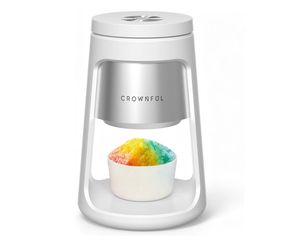 CROWNFUL Shaved Ice Machine, White 130W Electric Ice Shaver with 1 Ice Cup