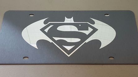 Batman Superman stainless steel front license plate