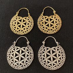 Flower of Life Earrings silver or gold(brass)