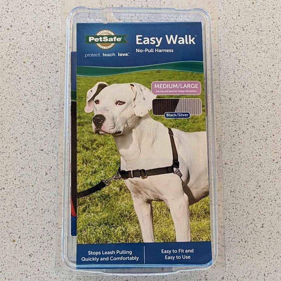 NEW PetSafe Easy Walk no pull dog walking harness Medium Large size 40-65 pounds silver black color