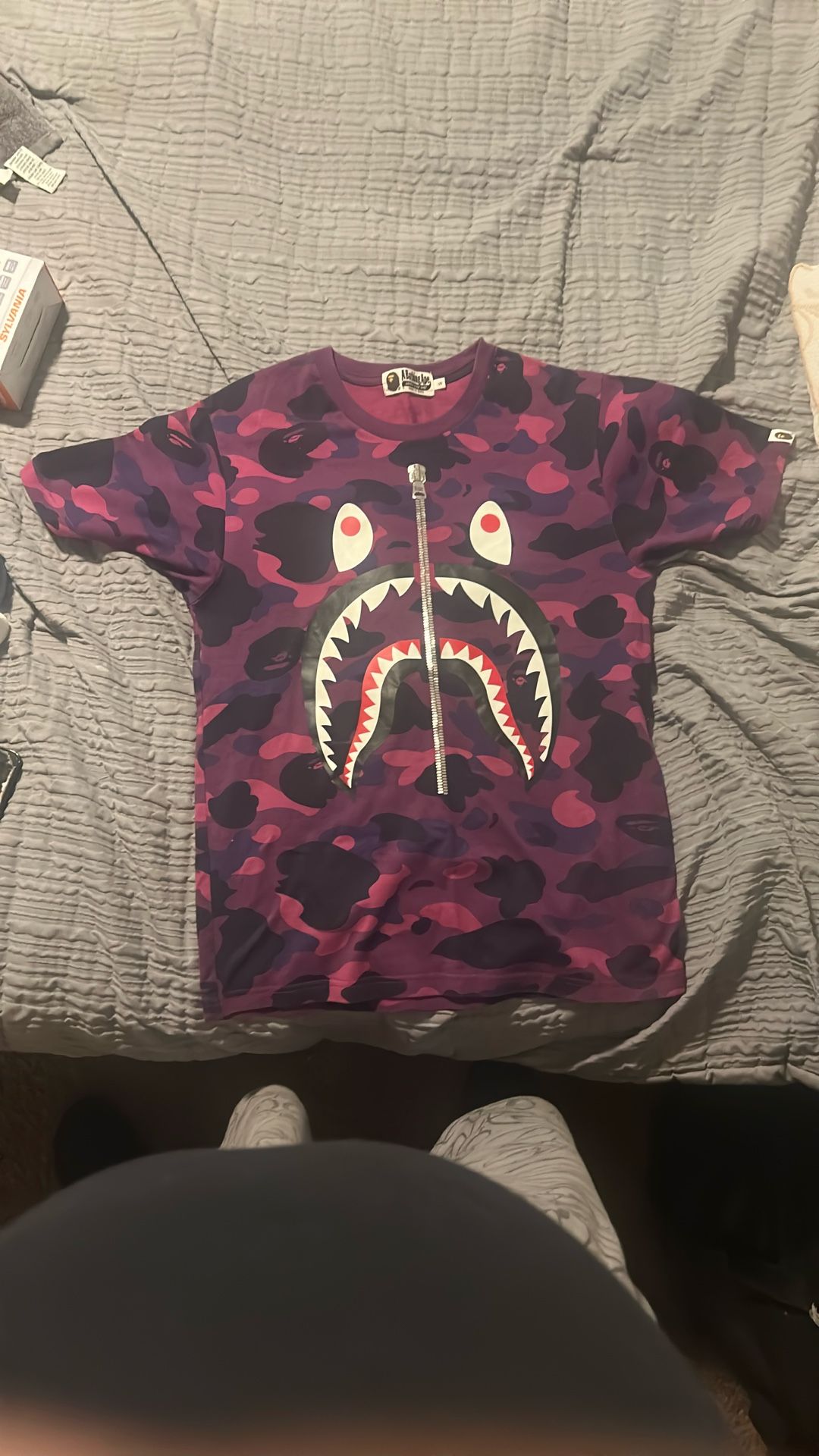 A Bathing Ape Men's Camo Shark-Print Cotton-Jersey T-Shirt