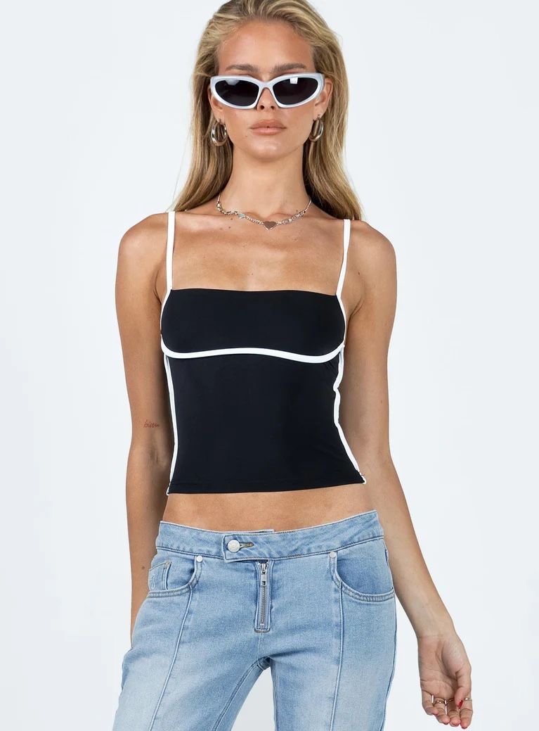 Princess Polly Maidenwell Contrast Black Top