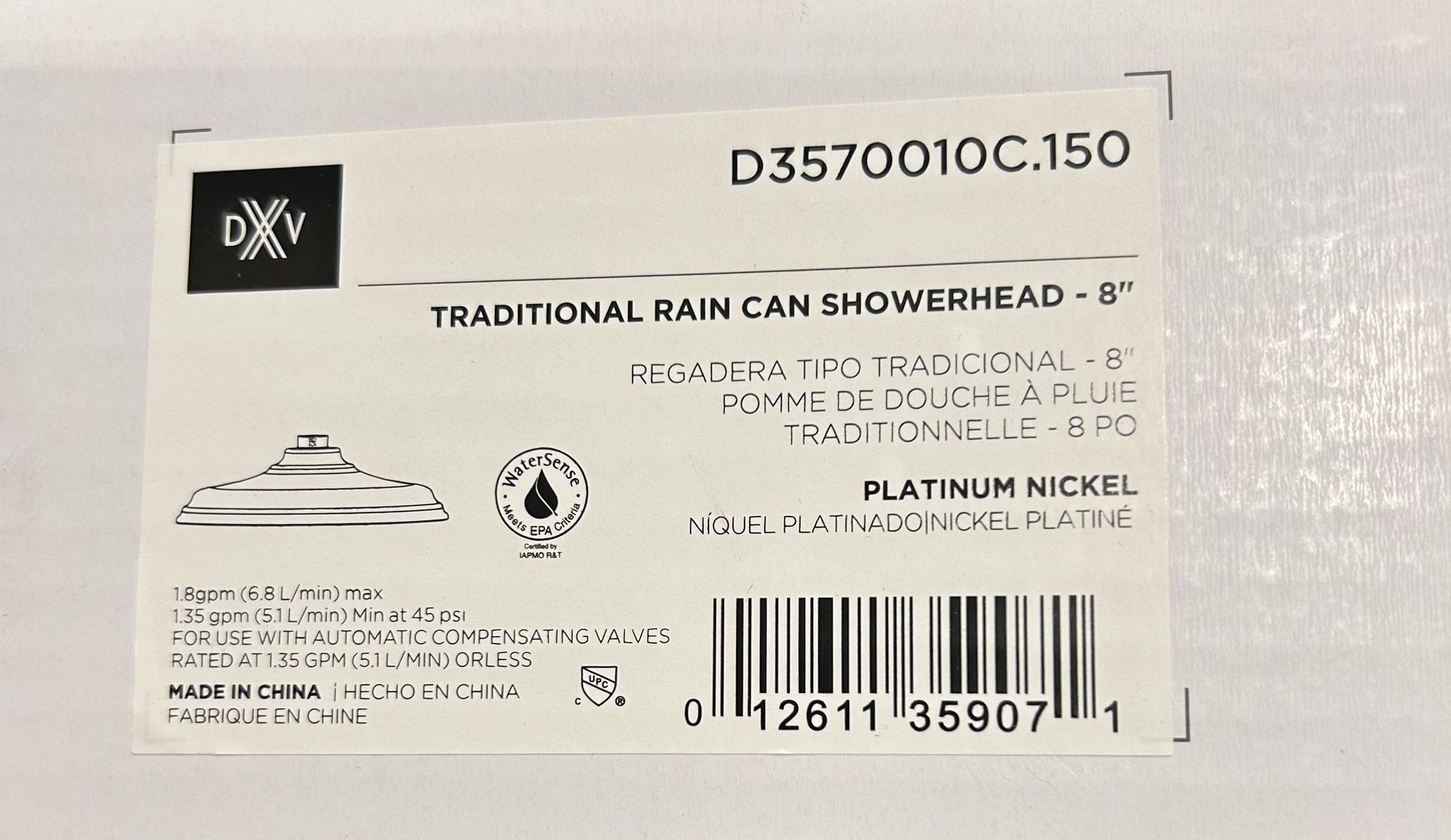 Shower Rain Head And Arm DXV