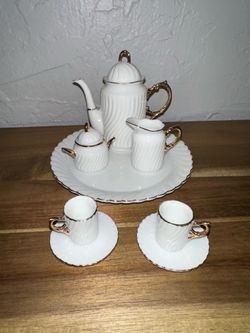 Vtg. White, Gold Trim Braun Bros. Mini Porcelain Tea Set