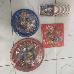 Set of 21 Paw Patrol Party Pack Plates Cups Napkins