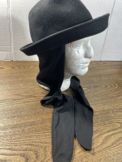 Jaclyn Smith Black Felt Hat with Veil Braided Band Trim Fedora Wool