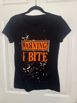 Warning I Bite Halloween Graphic T-Shirt
