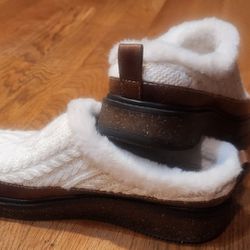 Leather& Sweater Slip On Mules/Clogs