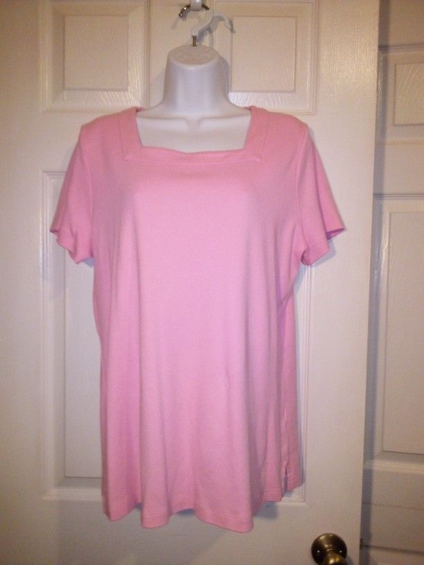 Kim Rogers Pink Extremely Soft And Comfortable Short Sleeve Shirt Size Large