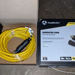 southwire 30 amp 4-prong 120/240v generator power cord 50 ft