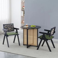 Solid Wood Dining Chairs Green 2pcs