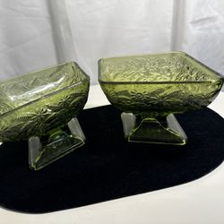 Vintage Glass Pedestal Bowls  