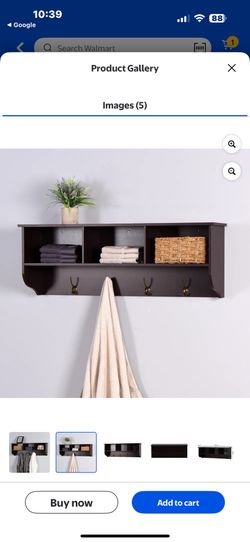 Trilenars Wall-Mounted Coat Hooks With Storage Shelf & 4 Dual Hooks Rustic Wood Hanging Coat Rack