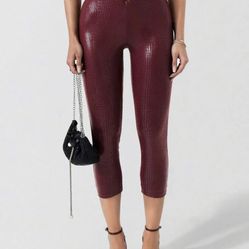 Shein Sirith Burgundy faux leather leggings