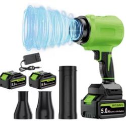 Cordless Leaf Blower, Premium Handheld Leaf Blower + 3 Nozzles and 2 Batteries 
