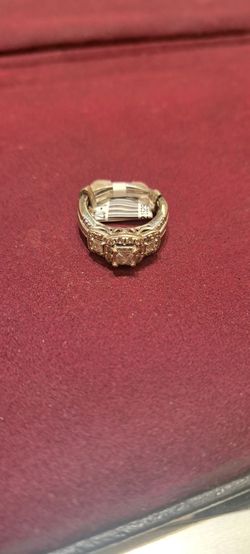 Silver Tone Ring with Square Center Stone