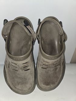 Men's Crocs Yukon Vista Brown Faux Suede Clogs With Hook And Loop Straps Size 11