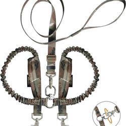 Double Dog Bungee Leash w/ 2 Closer Control Handle, No Tangle Tactical Dog Walk