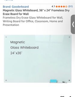 Magnetic Glass Whiteboard 36” x 24” – Brand New