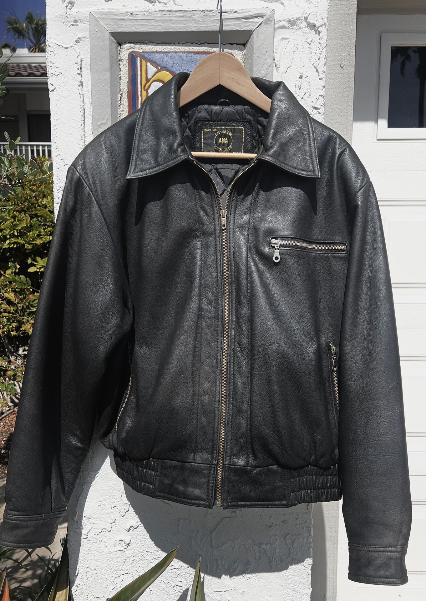 Ana European Men’s Leather Motorcycle Jacket 