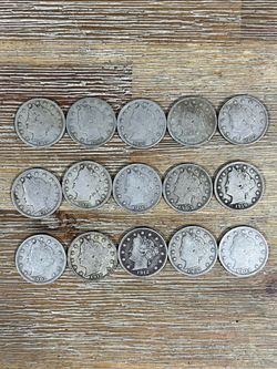 Lot of 15 Liberty Head V Nickels 1903–1912 VG