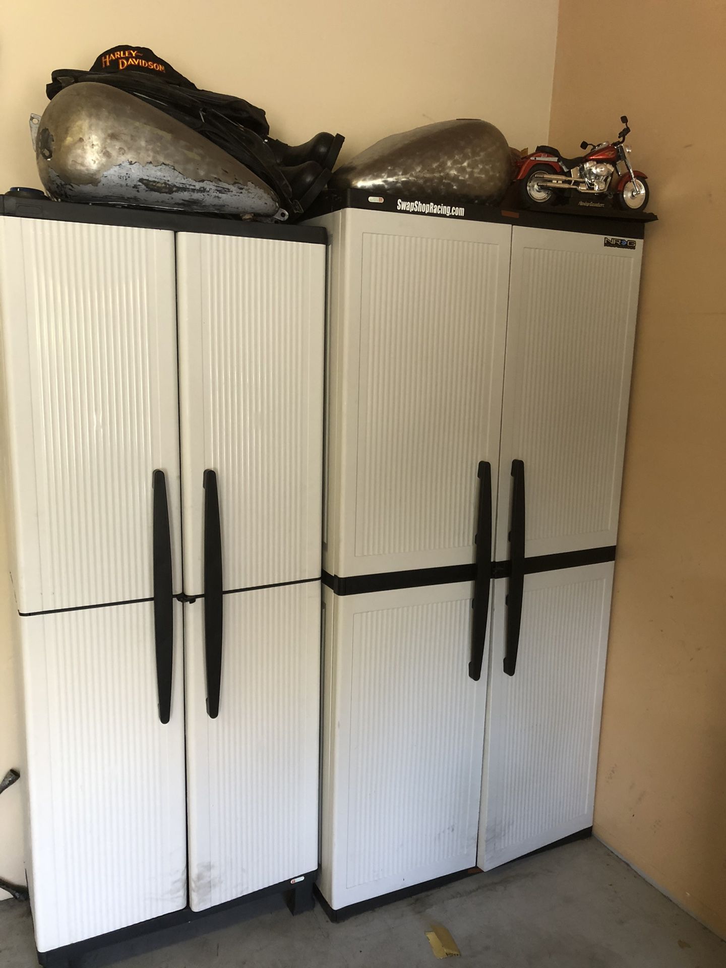 Two PVC garage cabinets