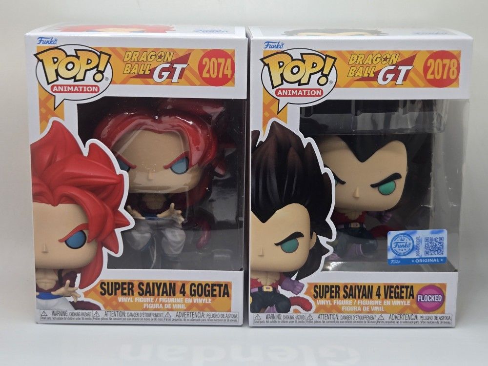 Funko Pop! Dragon Ball GT SS4 Vegeta (Flocked) & SS4 Gogeta (Common) Lot of 2