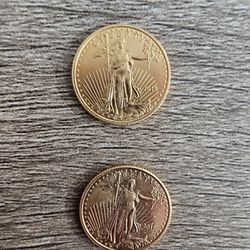 2016 1/10 Oz. Gold Eagle Coins X2