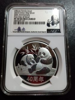 2023 China 30g Silver 40th Anniversary PF 70 Ultra Cameo - Tong Fang Authentic Hand Signed
